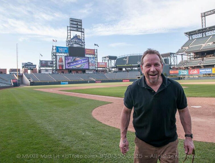 colorado photographer matt lit at Coors Field in Denver during a photoshoot
