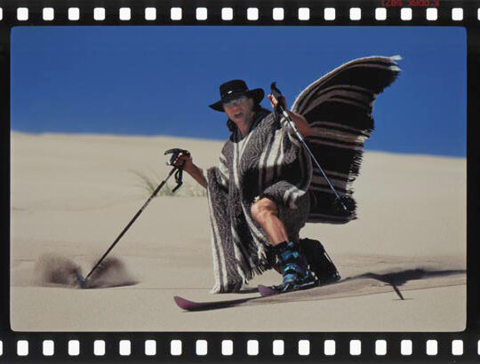 colorado photographer matt lit telemark skiing at the National Sand Dunes in Colorado